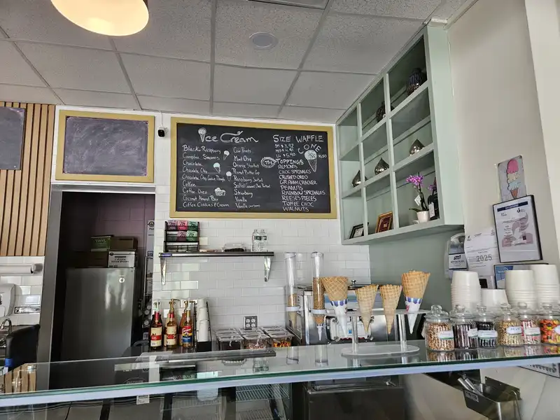 A look at the counter and back wall of the shop